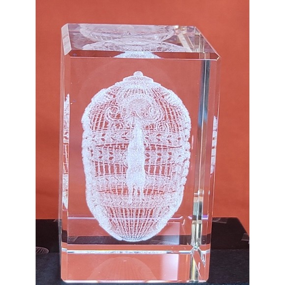 Faberge Crystal Glass Horse Inside Egg 3D Paperweight Laser Etched Israel Made - Picture 4 of 10